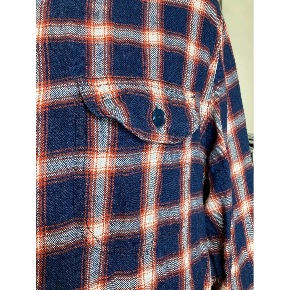 J. Crew Mens Classic Fit Button Up Plaid Flannel Shirt‎ Size XL Western Rustic